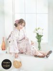 画像2: 【即日発送】ピンクベージュ×ホワイトローズ浴衣  【浴衣３点セット 浴衣/帯/下駄】[YMT] (2)