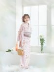 画像7: 【即日発送】ピンクベージュ×ホワイトローズ浴衣  【浴衣３点セット 浴衣/帯/下駄】[YMT] (7)