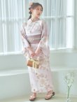 画像2: 【即日発送】ピンクベージュ×ホワイトローズ浴衣  【浴衣３点セット 浴衣/帯/下駄】[YMT] (2)