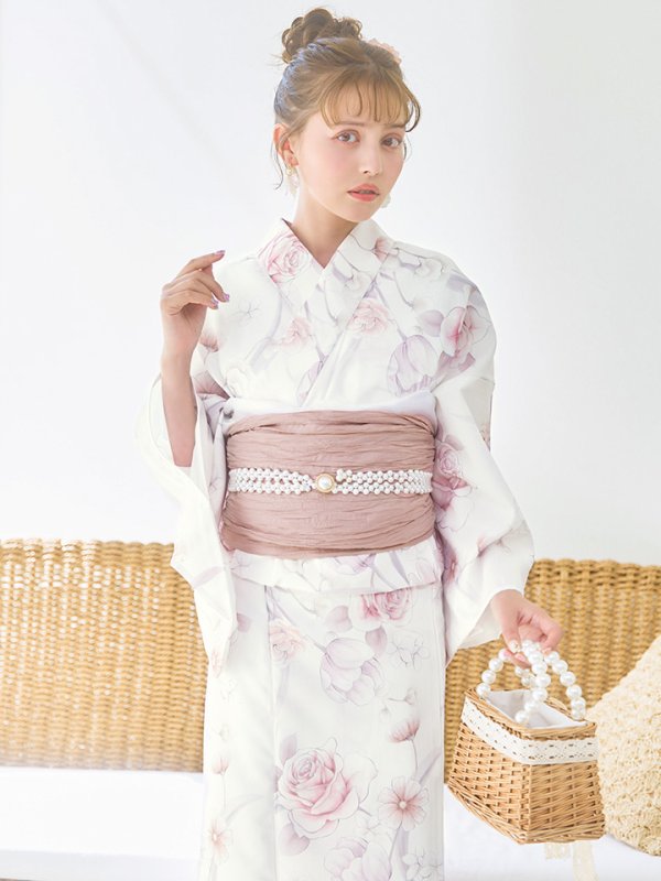 画像10: 【即日発送】アイシーピンクフラワー浴衣  【浴衣３点セット 浴衣/帯/下駄】[YMT] (10)