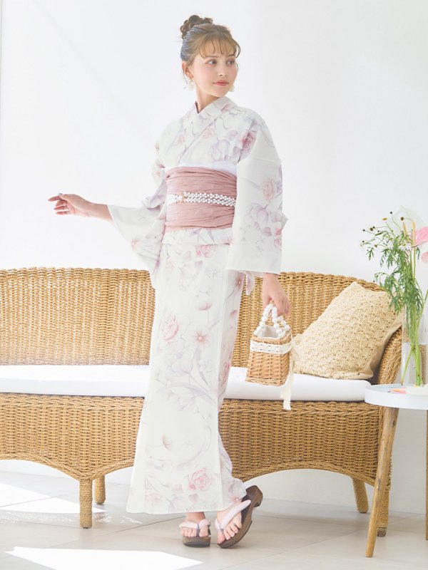 画像16: 【即日発送】アイシーピンクフラワー浴衣  【浴衣３点セット 浴衣/帯/下駄】[YMT] (16)