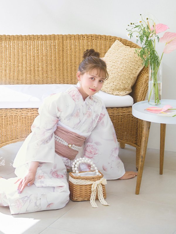 画像9: 【即日発送】アイシーピンクフラワー浴衣  【浴衣３点セット 浴衣/帯/下駄】[YMT] (9)