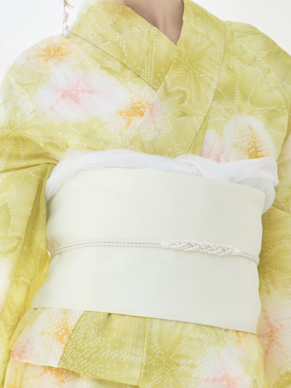 画像20: 【即日発送】イエローグリーン絞り柄浴衣  【浴衣３点セット 浴衣/帯/下駄】[YMT] (20)