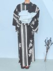 画像16: 【即日発送！】ストライプ×フラワーレトロ浴衣  【浴衣３点セット 浴衣/帯/下駄】[YMT] (16)