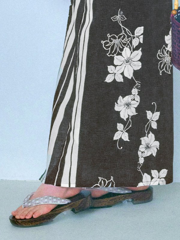 画像18: 【即日発送！】ストライプ×フラワーレトロ浴衣  【浴衣３点セット 浴衣/帯/下駄】[YMT] (18)