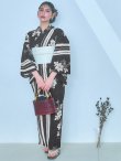画像4: 【即日発送！】ストライプ×フラワーレトロ浴衣  【浴衣３点セット 浴衣/帯/下駄】[YMT] (4)
