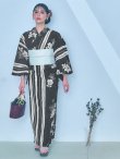 画像6: 【即日発送！】ストライプ×フラワーレトロ浴衣  【浴衣３点セット 浴衣/帯/下駄】[YMT] (6)