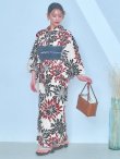 画像10: 【即日発送】ネイビー＆レッドフラワーモダン浴衣  【浴衣３点セット 浴衣/帯/下駄】[YMT] (10)