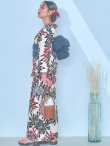 画像12: 【即日発送】ネイビー＆レッドフラワーモダン浴衣  【浴衣３点セット 浴衣/帯/下駄】[YMT] (12)