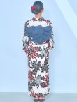 画像15: 【即日発送】ネイビー＆レッドフラワーモダン浴衣  【浴衣３点セット 浴衣/帯/下駄】[YMT] (15)