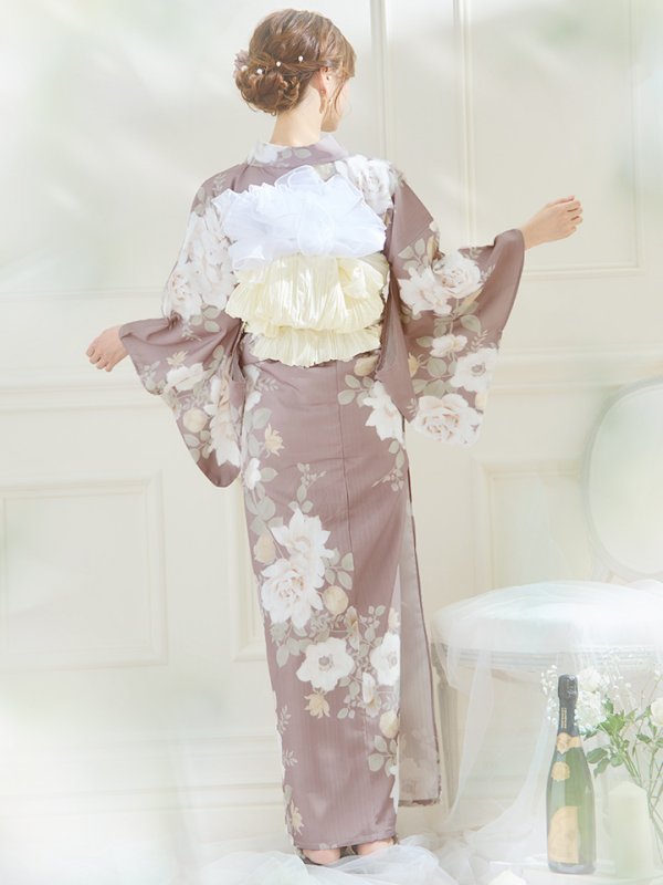画像17: 【即日発送】ピンクベージュフラワー浴衣  【浴衣３点セット 浴衣/帯/下駄】[YMT] (17)