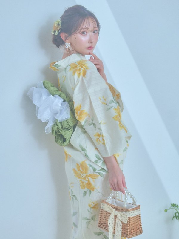 画像13: 【即日発送！】レモンフラワー浴衣  【浴衣３点セット 浴衣/帯/下駄】[YMT] (13)