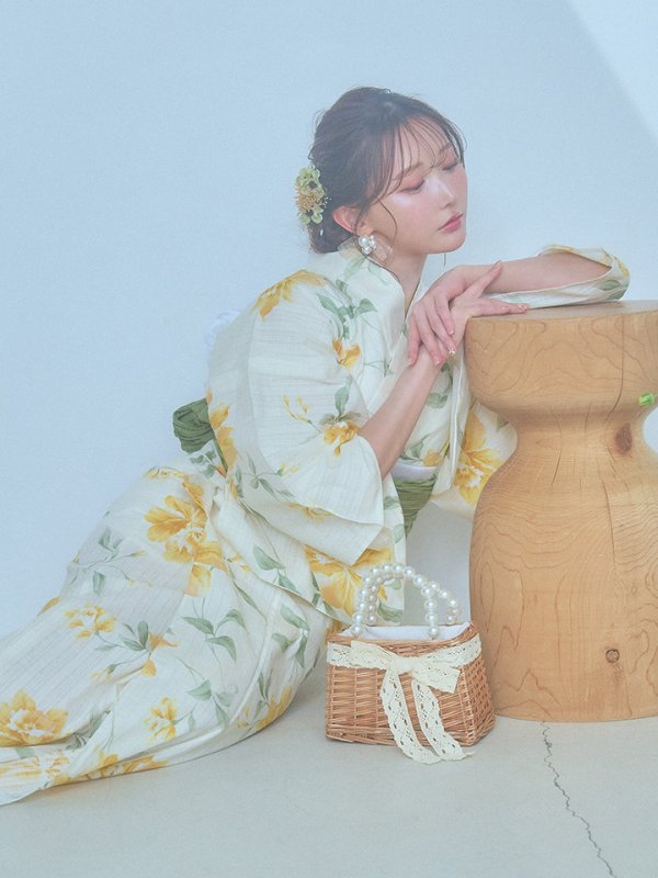 画像15: 【即日発送！】レモンフラワー浴衣  【浴衣３点セット 浴衣/帯/下駄】[YMT] (15)