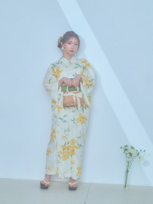 画像5: 【即日発送！】レモンフラワー浴衣  【浴衣３点セット 浴衣/帯/下駄】[YMT] (5)