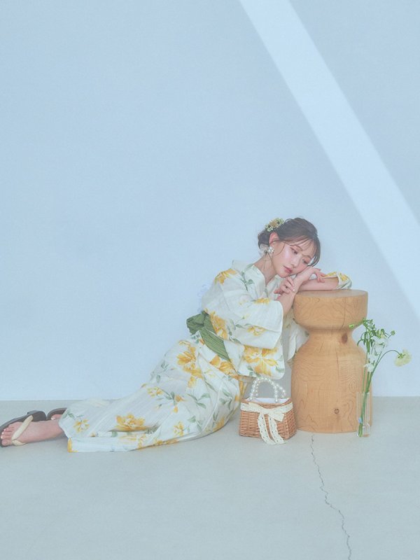 画像8: 【即日発送！】レモンフラワー浴衣  【浴衣３点セット 浴衣/帯/下駄】[YMT] (8)