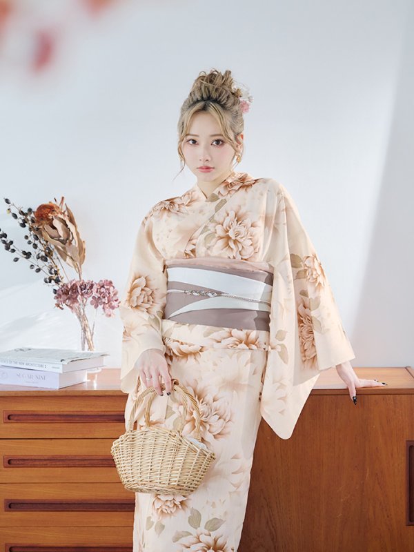 画像6: 【即日発送】リッチベージュダリア浴衣  【浴衣３点セット 浴衣/帯/下駄】[YMT] (6)