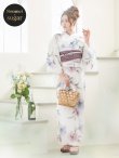 画像3: 【即日発送】ホワイト×アイシーフラワー浴衣 OBI-siwa-202-ok-17-BR / HIMO-900-yn-4-GYxGY / HEKO-800-sb-5-W / YA-68-kn-PL / YA-68-kn-P / GETA-02-ok-8-RoseP / [YMT] (3)