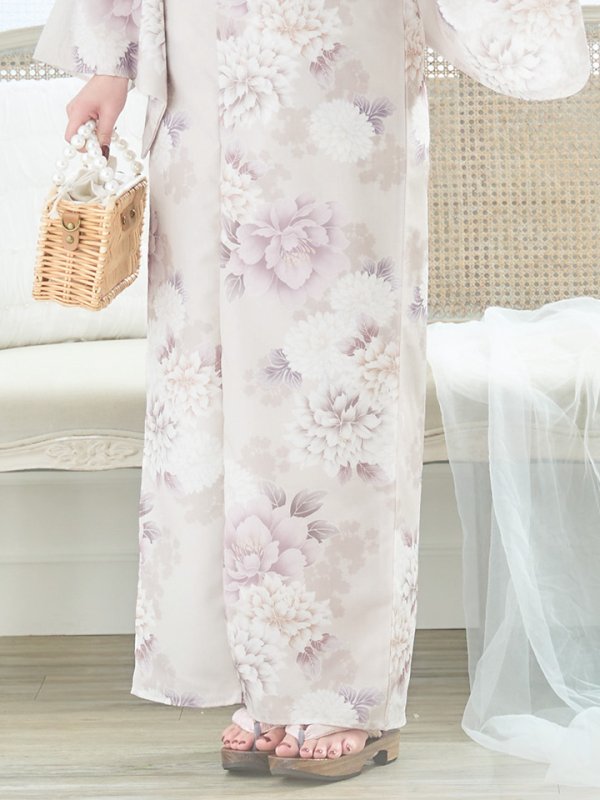 画像19: 【即日発送】くすみカラー×パープルダリア浴衣  【浴衣３点セット 浴衣/帯/下駄】[YMT] (19)