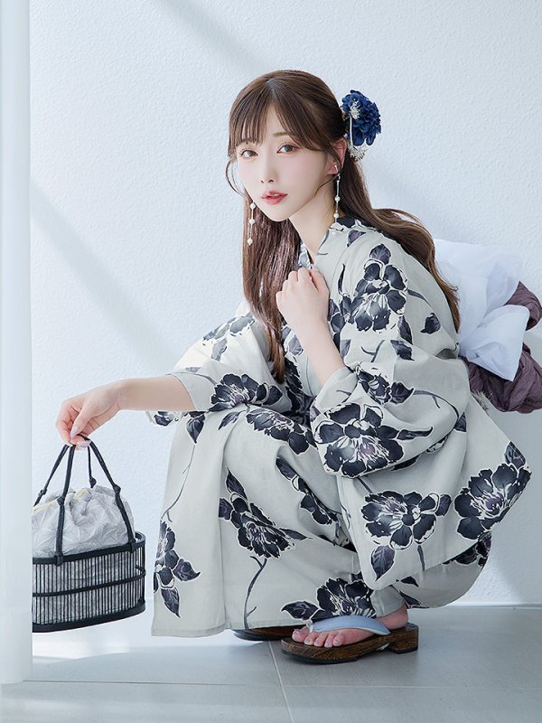 画像12: 【即日発送】古典ロマン牡丹浴衣  【浴衣３点セット 浴衣/帯/下駄】[YMT] (12)