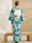 画像14: 【即日発送！】アクア地×向日葵のハイカラ浴衣  【浴衣３点セット 浴衣/帯/下駄】[YMT] (14)