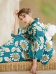 画像5: 【即日発送！】アクア地×向日葵のハイカラ浴衣  【浴衣３点セット 浴衣/帯/下駄】[YMT] (5)