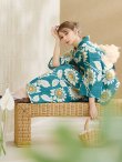 画像6: 【即日発送！】アクア地×向日葵のハイカラ浴衣  【浴衣３点セット 浴衣/帯/下駄】[YMT] (6)