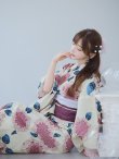 画像6: 【即日発送】はいからピンクの紫陽花浴衣  【浴衣３点セット 浴衣/帯/下駄】OBI-siwa-201-wk-4-PL / HIMO-900-yn-8-P / HEKO-800-sb-5-W / YA-954-kj-P / YA-1017-am-W / GETA-01-kj-7-P [YMT] (6)