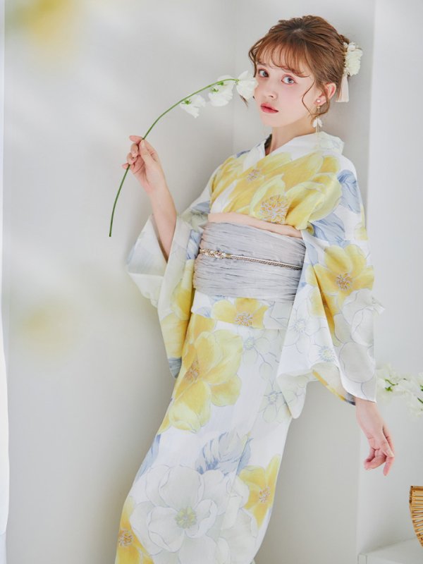 画像3: 【即日発送】ヘルシー油彩牡丹浴衣  【浴衣３点セット 浴衣/帯/下駄】[YMT] (3)