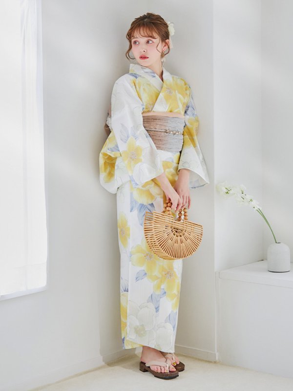 画像5: 【即日発送】ヘルシー油彩牡丹浴衣  【浴衣３点セット 浴衣/帯/下駄】[YMT] (5)