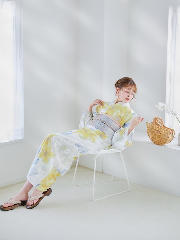 画像14: 【即日発送】ヘルシー油彩牡丹浴衣  【浴衣３点セット 浴衣/帯/下駄】[YMT] (14)