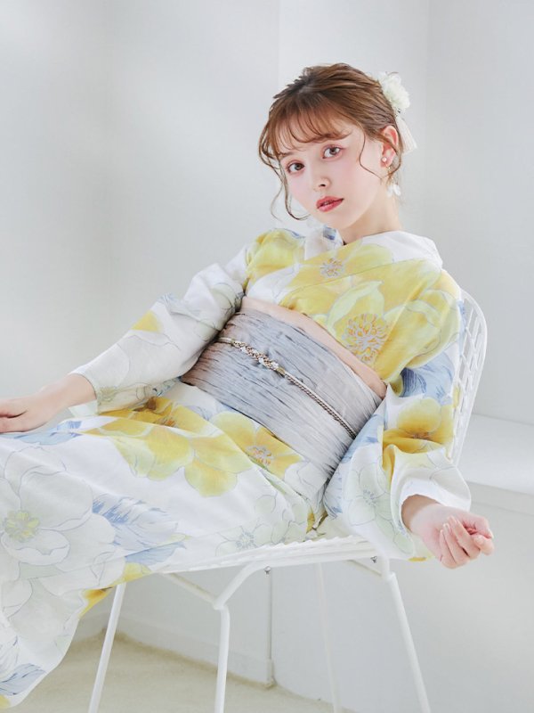 画像15: 【即日発送】ヘルシー油彩牡丹浴衣  【浴衣３点セット 浴衣/帯/下駄】[YMT] (15)