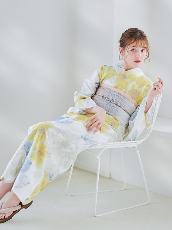 画像16: 【即日発送】ヘルシー油彩牡丹浴衣  【浴衣３点セット 浴衣/帯/下駄】[YMT] (16)