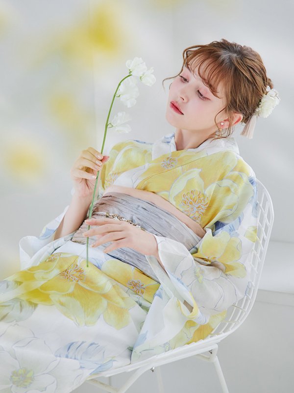 画像17: 【即日発送】ヘルシー油彩牡丹浴衣  【浴衣３点セット 浴衣/帯/下駄】[YMT] (17)