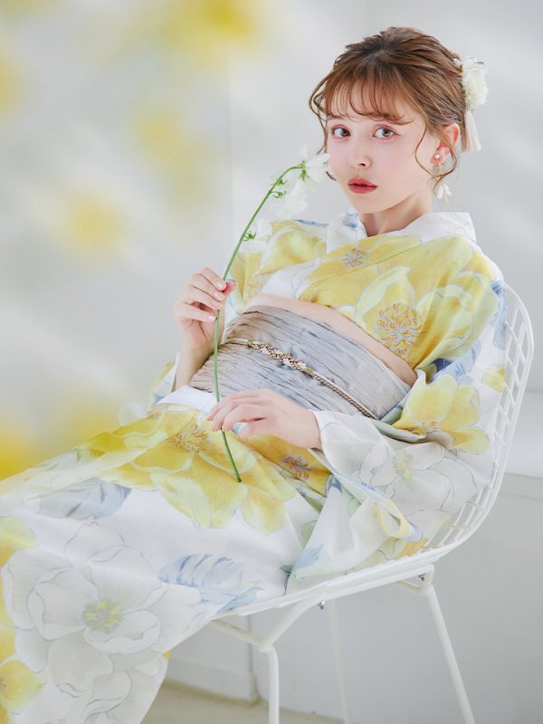 画像18: 【即日発送】ヘルシー油彩牡丹浴衣  【浴衣３点セット 浴衣/帯/下駄】[YMT] (18)