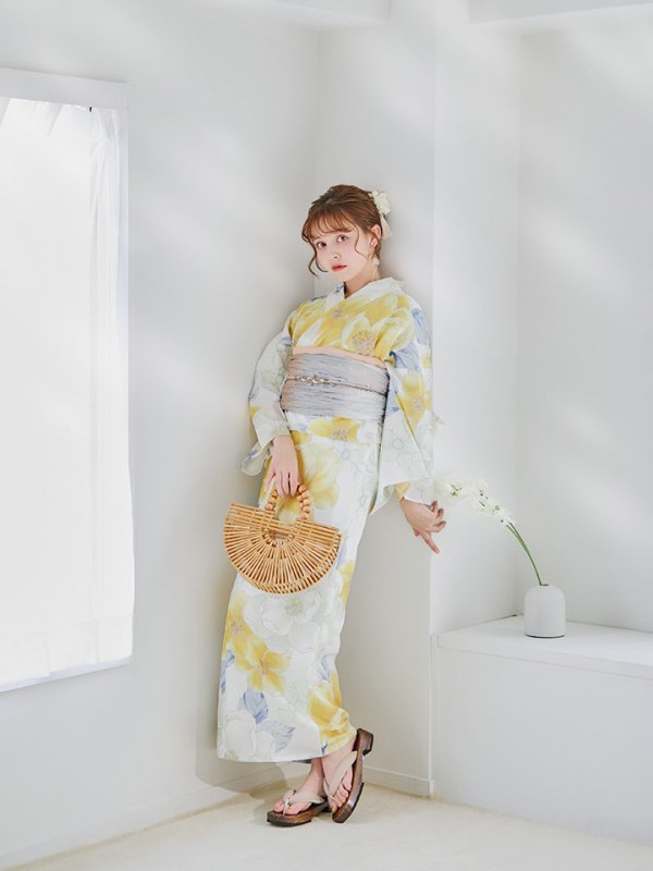 画像6: 【即日発送】ヘルシー油彩牡丹浴衣  【浴衣３点セット 浴衣/帯/下駄】[YMT] (6)