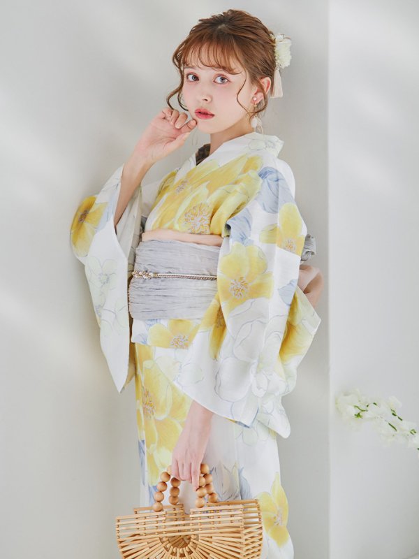 画像7: 【即日発送】ヘルシー油彩牡丹浴衣  【浴衣３点セット 浴衣/帯/下駄】[YMT] (7)