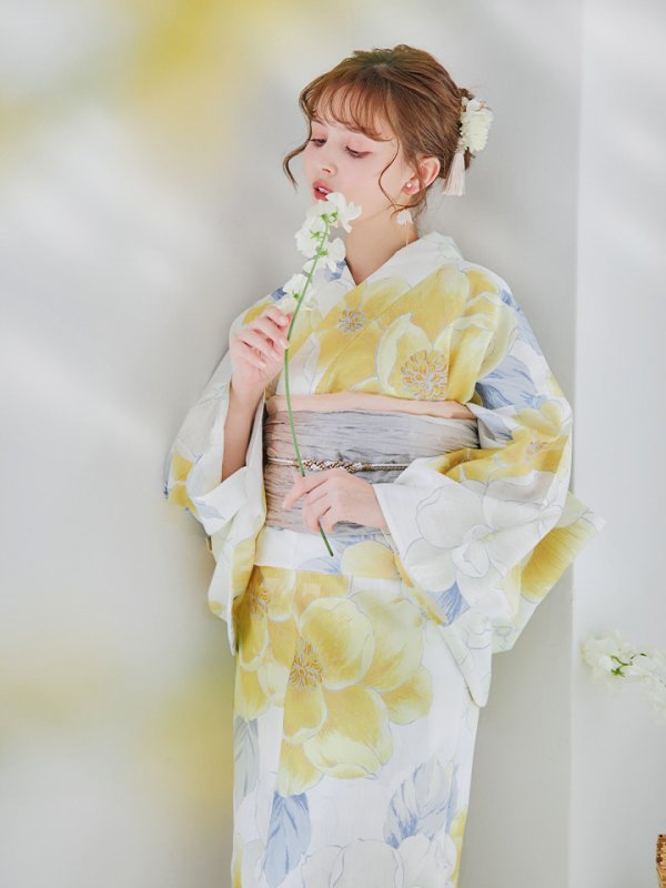 画像8: 【即日発送】ヘルシー油彩牡丹浴衣  【浴衣３点セット 浴衣/帯/下駄】[YMT] (8)