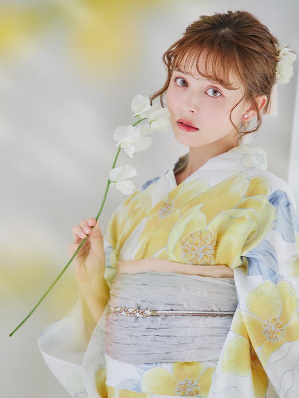 画像12: 【即日発送】ヘルシー油彩牡丹浴衣  【浴衣３点セット 浴衣/帯/下駄】[YMT] (12)