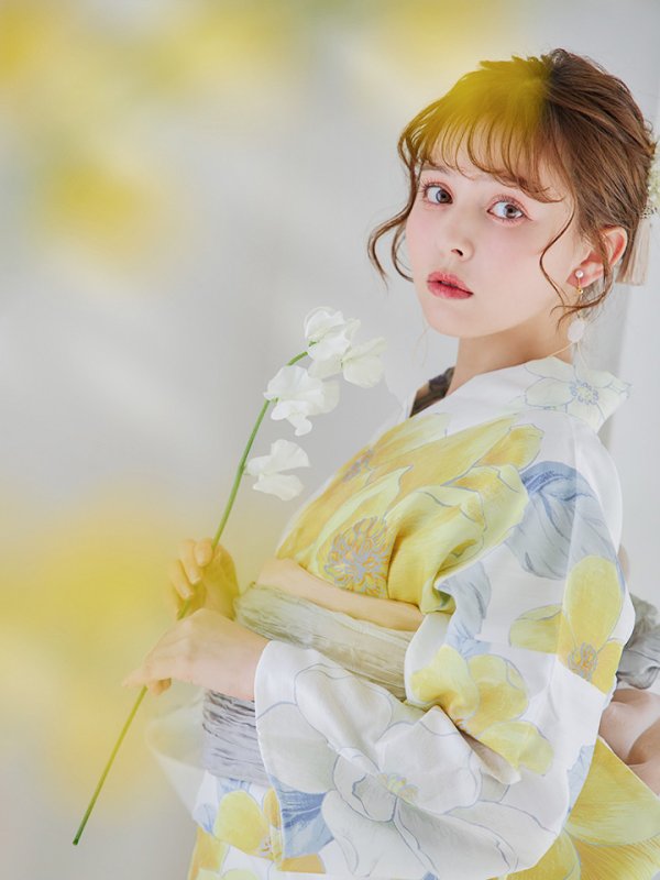 画像13: 【即日発送】ヘルシー油彩牡丹浴衣  【浴衣３点セット 浴衣/帯/下駄】[YMT] (13)