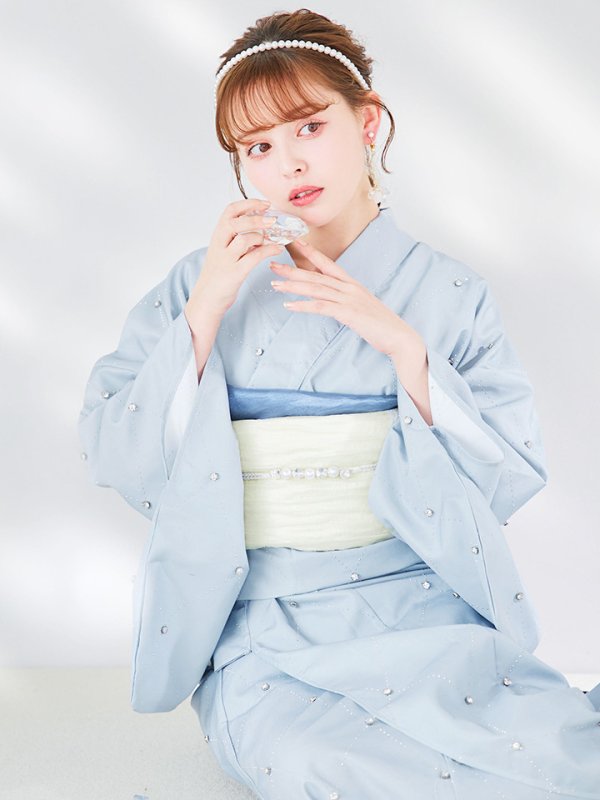 画像16: 【即日発送】アーガイルビジュー浴衣【浴衣３点セット 浴衣/帯/下駄】[YMT] (16)