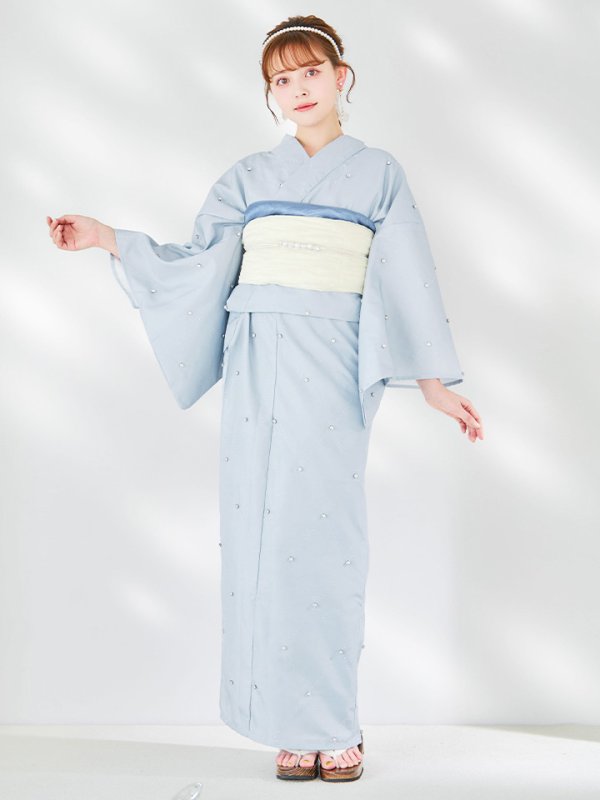 画像8: 【即日発送】アーガイルビジュー浴衣【浴衣３点セット 浴衣/帯/下駄】[YMT] (8)