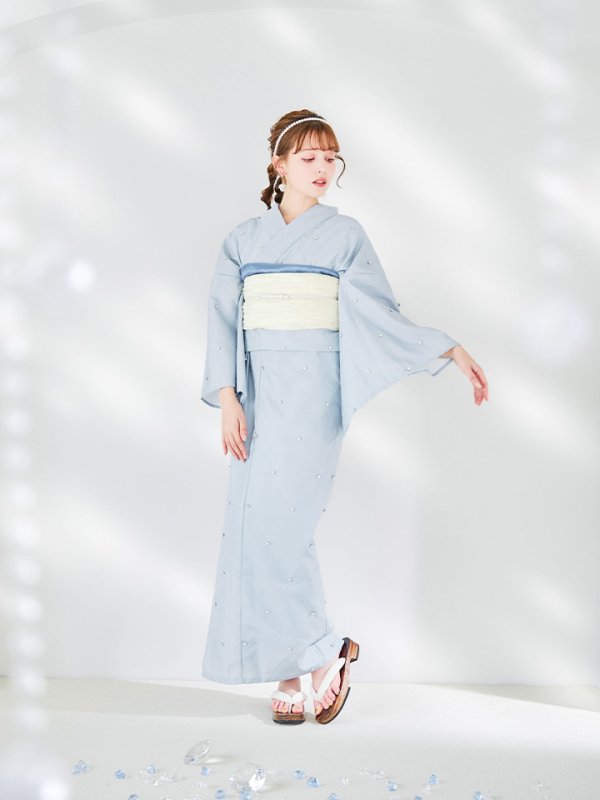 画像10: 【即日発送】アーガイルビジュー浴衣【浴衣３点セット 浴衣/帯/下駄】[YMT] (10)