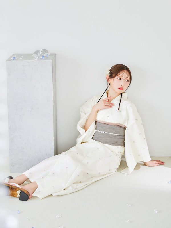 画像3: 【即日発送】アーガイルビジュー浴衣  【浴衣３点セット 浴衣/帯/下駄】[YMT] (3)