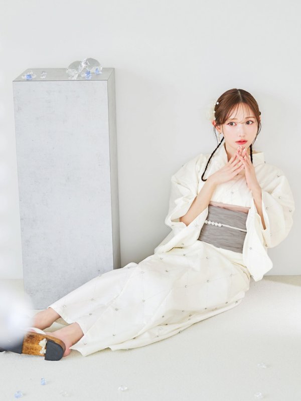 画像7: 【即日発送】アーガイルビジュー浴衣  【浴衣３点セット 浴衣/帯/下駄】[YMT] (7)