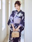画像1: 【即日発送】クラシカルフラワーブーケ浴衣  【浴衣３点セット 浴衣/帯/下駄】[OF04] (1)