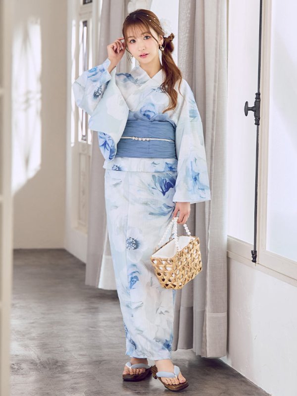 画像11: 【即日発送】蒼華に咲く牡丹浴衣  【浴衣３点セット 浴衣/帯/下駄】[YMT] (11)