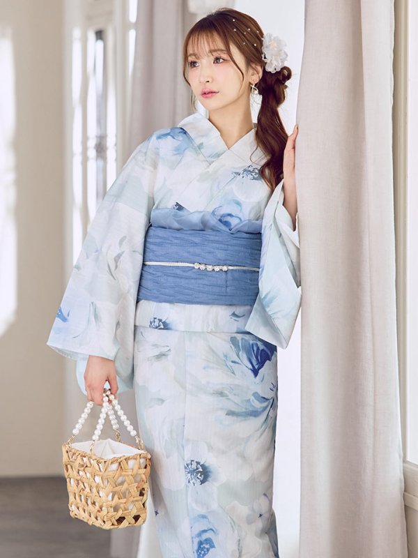 画像12: 【即日発送】蒼華に咲く牡丹浴衣  【浴衣３点セット 浴衣/帯/下駄】[YMT] (12)