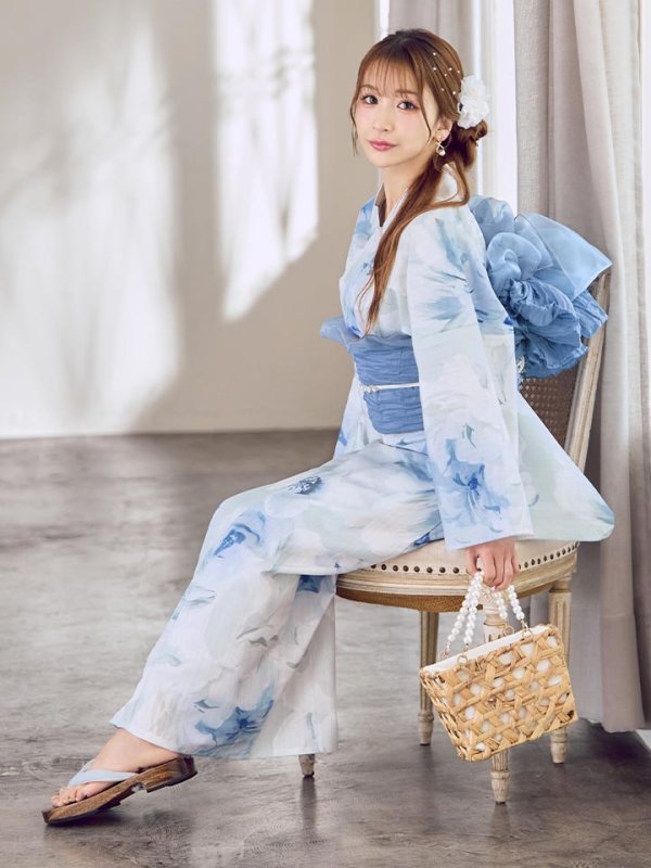 画像13: 【即日発送】蒼華に咲く牡丹浴衣  【浴衣３点セット 浴衣/帯/下駄】[YMT] (13)