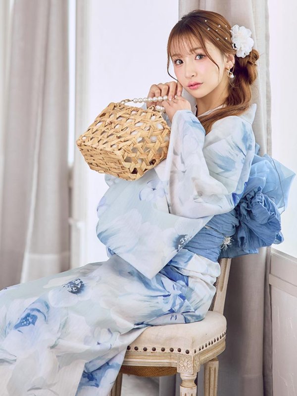 画像14: 【即日発送】蒼華に咲く牡丹浴衣  【浴衣３点セット 浴衣/帯/下駄】[YMT] (14)