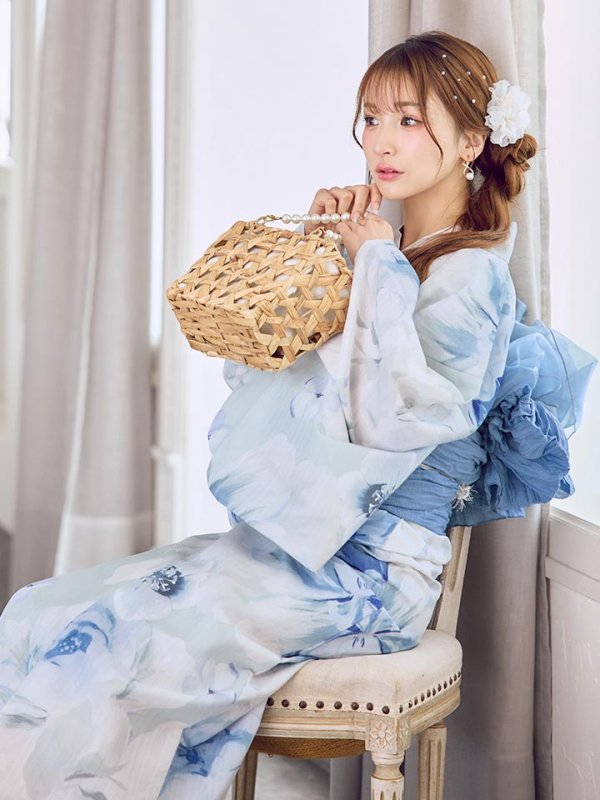 画像15: 【即日発送】蒼華に咲く牡丹浴衣  【浴衣３点セット 浴衣/帯/下駄】[YMT] (15)